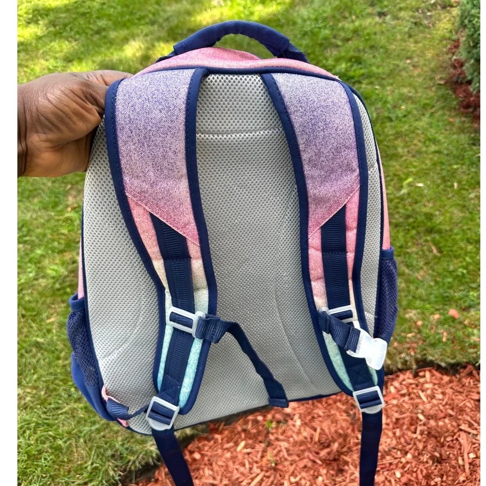 Pottery Barn Kids Mackenzie Ombre Glitter Backpack Pink Blue Navy Monogram ESL